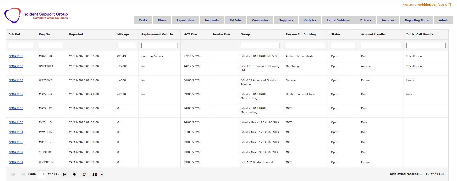 Vision (ISG Claims Manager) – ISG Report Panel