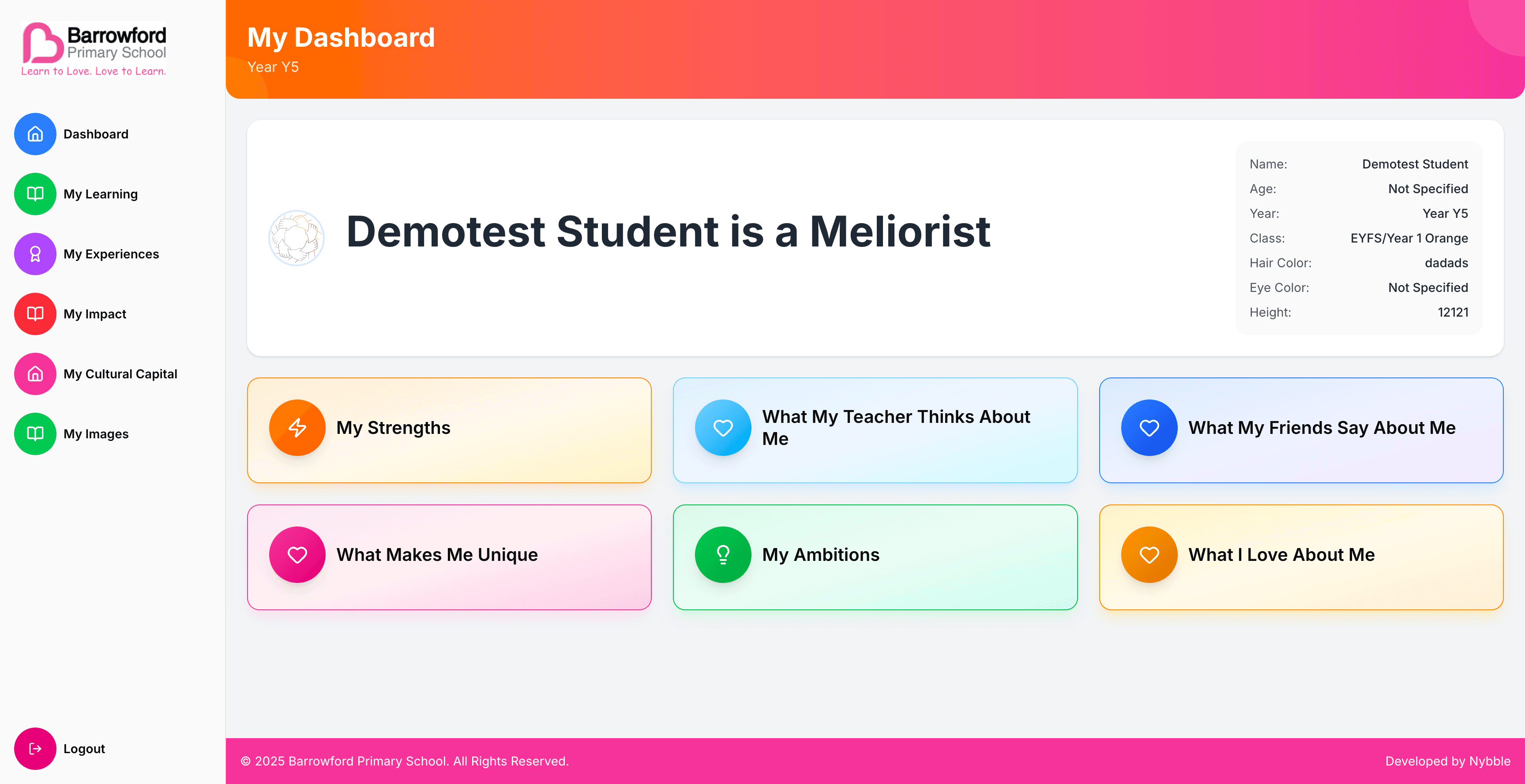 Barrowford School Portal – Dashboard