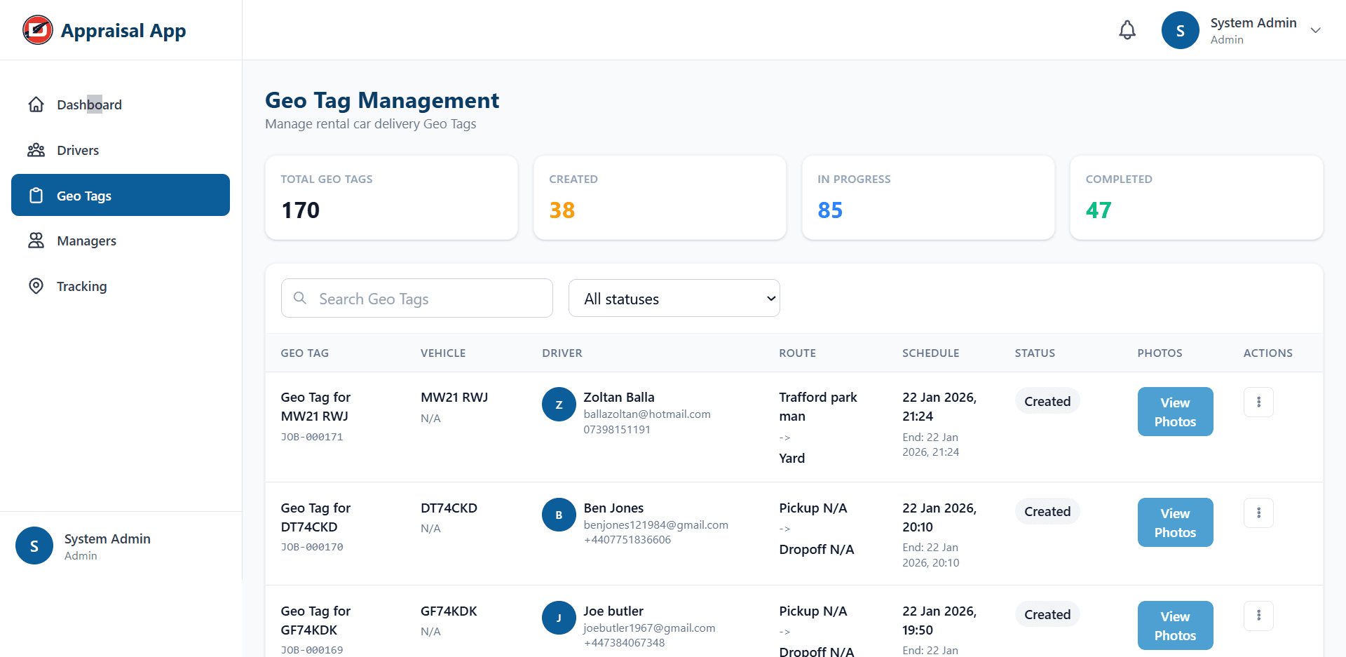 Drive Direct Appraisal App – Geo Tags Management